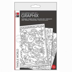 Marabu - Marabu Graphix Colouring Card 12li Tangle World Set