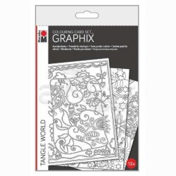 Marabu - Marabu Graphix Colouring Card 12li Tangle World Set