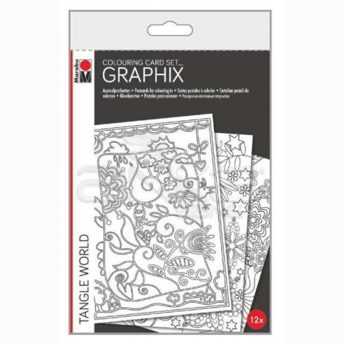 Marabu Graphix Colouring Card 12li Tangle World Set