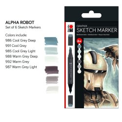 Marabu - Marabu Sketch Marker Graphix Set Alpha Robot 6 Renk (1)