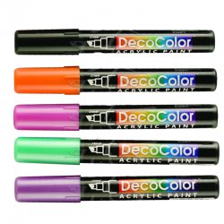 Pebeo - Marvy Decocolor Akrilik Markör Kesik Uç 1 Metalik Renkler