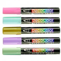 Marvy - Marvy Decocolor Akrilik Markör Kesik Uç Set 2 Pastel Renkler