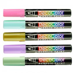 Pebeo - Marvy Decocolor Akrilik Markör Kesik Uç Set 2 Pastel Renkler
