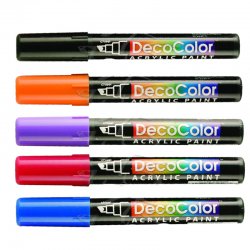 Pebeo - Marvy Decocolor Akrilik Markör Kesik Uç 4 Koyu Renkler