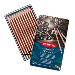 Derwent - Derwent Kuru Boya Kalem Seti Metalik Renkler 12li Metal Kutu (1)