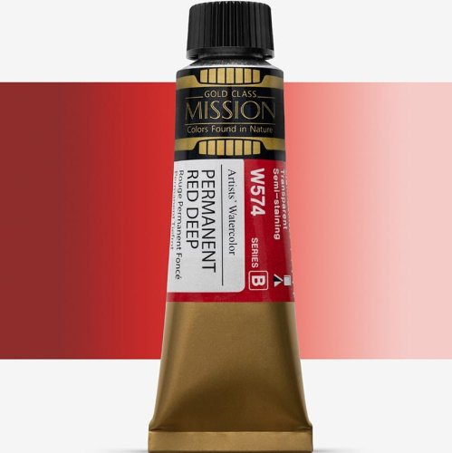 Mijello Mission Gold Class 15ml Tüp Sulu Boya B W574 Permanent Red Deep - W574 Permanent Red Deep
