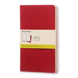 Moleskine - Moleskine Cahier Karton Kapak Düz Defter Kırmızı 3lü 13x21cm 80 Yaprak