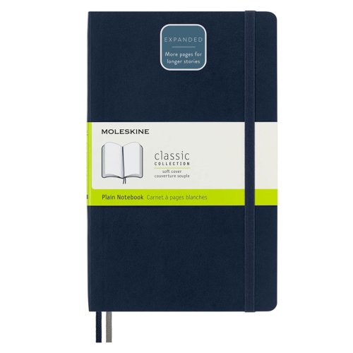 Moleskine Classic Expanded Yumuşak Kapak Çizgisiz Defter 13x21cm Sapphire Blue QP618EXPB20