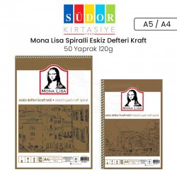 Monalisa - Mona Lisa Spiralli Eskiz Defteri Kraft 50 Yaprak 120g