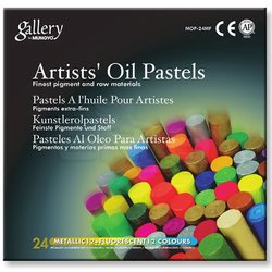 Mungyo Gallery Artists Oil Pastel 24lü Set Metalik + Fosforlu Renkler - Thumbnail