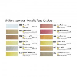 Mungyo Professional Watercolor Brilliant Memories Metalik Renkler 12li - Thumbnail