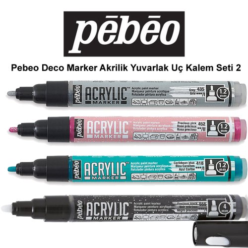 Pebeo Deco Marker Akrilik Yuvarlak Kalem Seti 2 4lü