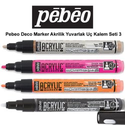 Pebeo - Pebeo Deco Marker Akrilik Yuvarlak Kalem Seti 3 4lü