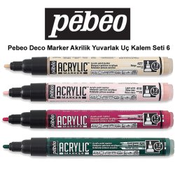 Pebeo - Pebeo Deco Marker Akrilik Yuvarlak Kalem Seti 6 4lü