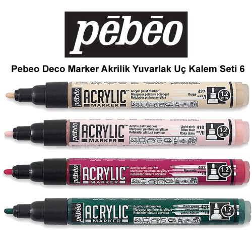 Pebeo Deco Marker Akrilik Yuvarlak Kalem Seti 6 4lü