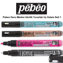 Pebeo - Pebeo Deco Marker Akrilik Yuvarlak Kalem Seti 1 4lü