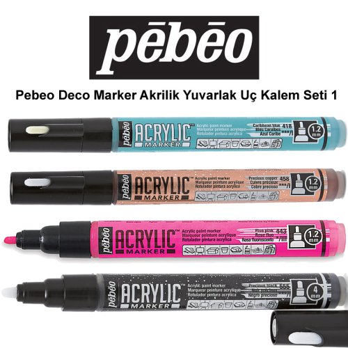 Pebeo Deco Marker Akrilik Yuvarlak Kalem Seti 1 4lü