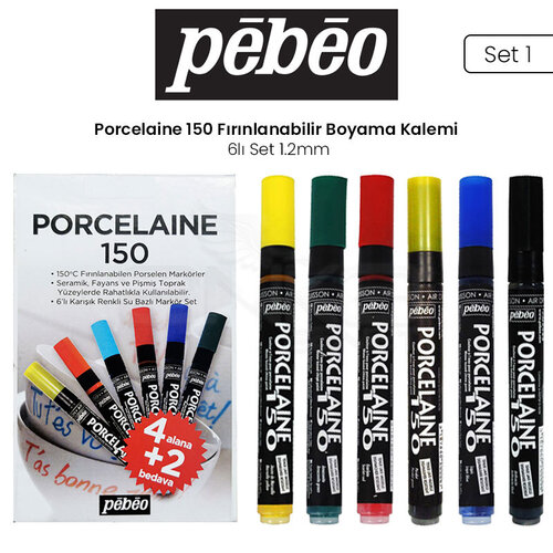 Pebeo Porcelaine 150 Fırınlanabilir Boyama Kalemi 6lı 1.2mm Set 1