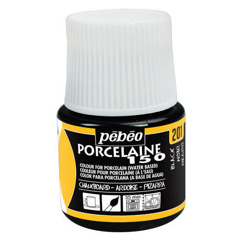 Pebeo Porcelaine 150 Fırınlanabilir Porselen Boyası 201 Chalkboard Black Matt (Karatahta Boyası)