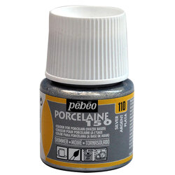 Pebeo - Pebeo Porcelaine 150 Fırınlanabilir Porselen Boyası (Metalik-Işıltılı) 110 Shimmer Silver