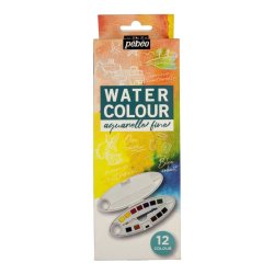 Pebeo - Pebeo Aquarelle Fine Yarım Tablet Suluboya Seti 12li Plastik Oval Kutu 