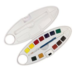 Pebeo - Pebeo Aquarelle Fine Yarım Tablet Suluboya Seti 12li Plastik Oval Kutu (1)