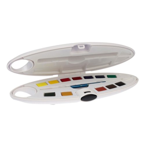 Pebeo Aquarelle Fine Yarım Tablet Suluboya Seti 12li Plastik Oval Kutu 