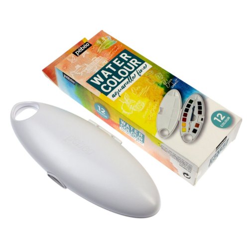 Pebeo Aquarelle Fine Yarım Tablet Suluboya Seti 12li Plastik Oval Kutu 