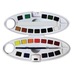 Pebeo - Pebeo Aquarelle Fine Yarım Tablet Suluboya Seti 24'lü Plastik Oval Kutu 300102