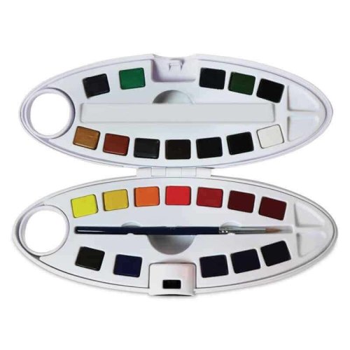 Pebeo Aquarelle Fine Yarım Tablet Suluboya Seti 24'lü Plastik Oval Kutu 300102