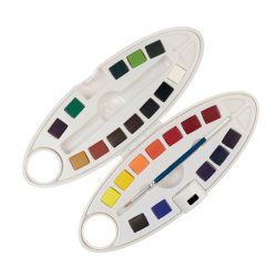Pebeo - Pebeo Aquarelle Fine Yarım Tablet Suluboya Seti 24'lü Plastik Oval Kutu 300102 (1)