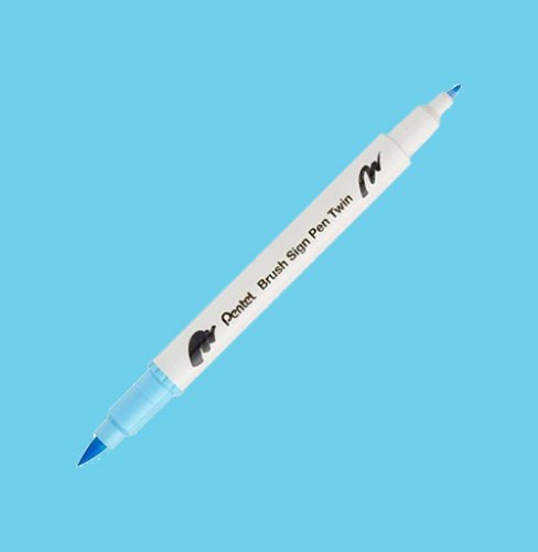 Pentel Brush Sing Pen Twin Çift Taraflı Fırça Uçlu Kalem Baby Blue 136 - Baby Blue 136