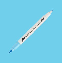 Pentel - Pentel Brush Sing Pen Twin Çift Taraflı Fırça Uçlu Kalem Baby Blue 136