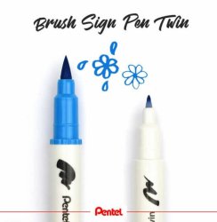 Pentel - Pentel Brush Sing Pen Twin Çift Taraflı Fırça Uçlu Kalem (1)