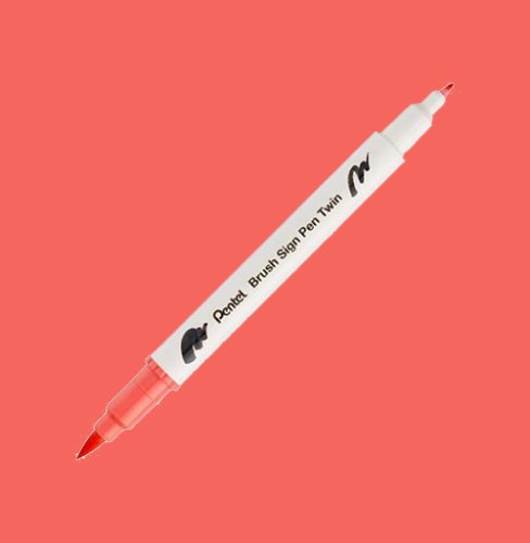 Pentel Brush Sing Pen Twin Çift Taraflı Fırça Uçlu Kalem Coral Pink 135