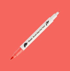 Pentel - Pentel Brush Sing Pen Twin Çift Taraflı Fırça Uçlu Kalem Coral Pink 135