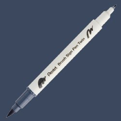 Pentel - Pentel Brush Sing Pen Twin Çift Taraflı Fırça Uçlu Kalem Lıght Grey 112