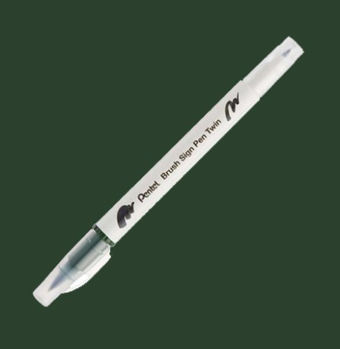 Pentel Brush Sing Pen Twin Çift Taraflı Fırça Uçlu Kalem Olıve Green 115 - Olıve Green 115