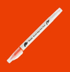 Pentel - Pentel Brush Sing Pen Twin Çift Taraflı Fırça Uçlu Kalem Orange 107