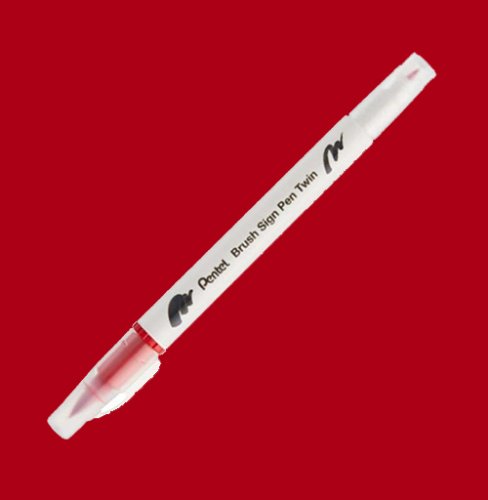 Pentel Brush Sing Pen Twin Çift Taraflı Fırça Uçlu Kalem Red 102
