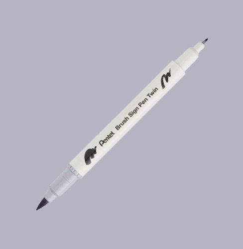 Pentel Brush Sing Pen Twin Çift Taraflı Fırça Uçlu Kalem Silver Grey 126 - Silver Grey 126