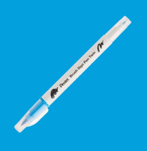 Pentel Brush Sing Pen Twin Çift Taraflı Fırça Uçlu Kalem Sky Blue 110