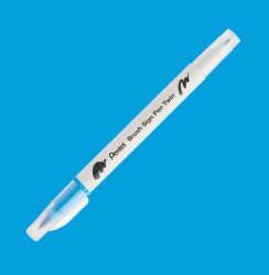 Pentel - Pentel Brush Sing Pen Twin Çift Taraflı Fırça Uçlu Kalem Sky Blue 110