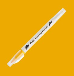 Pentel - Pentel Brush Sing Pen Twin Çift Taraflı Fırça Uçlu Kalem Yellow 122