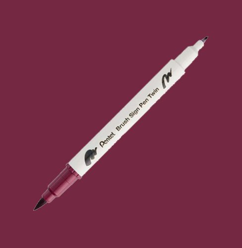 Pentel Brush Sing Pen Twin Çift Taraflı Fırça Uçlu Kalem Dark Red 128 - Dark Red 128