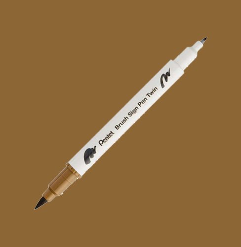 Pentel Brush Sing Pen Twin Çift Taraflı Fırça Uçlu Kalem Raw Umber 127