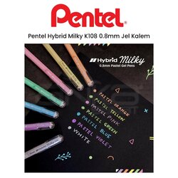 Pentel - Pentel Hybrid Milky K108 0.8mm Jel Kalem