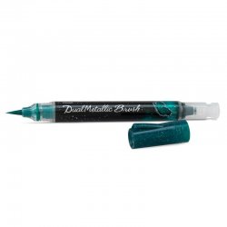 Pentel Sıvı Metalik Mürekkepli Pompalı Fırça Uçlu Kalem Mavi-Yeşil - Thumbnail