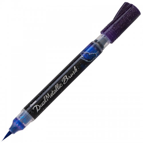 Pentel Sıvı Metalik Mürekkepli Pompalı Fırça Uçlu Kalem Mor-Mavi