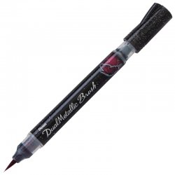 Pentel - Pentel Sıvı Metalik Mürekkepli Pompalı Fırça Uçlu Kalem Siyah Kırmızı